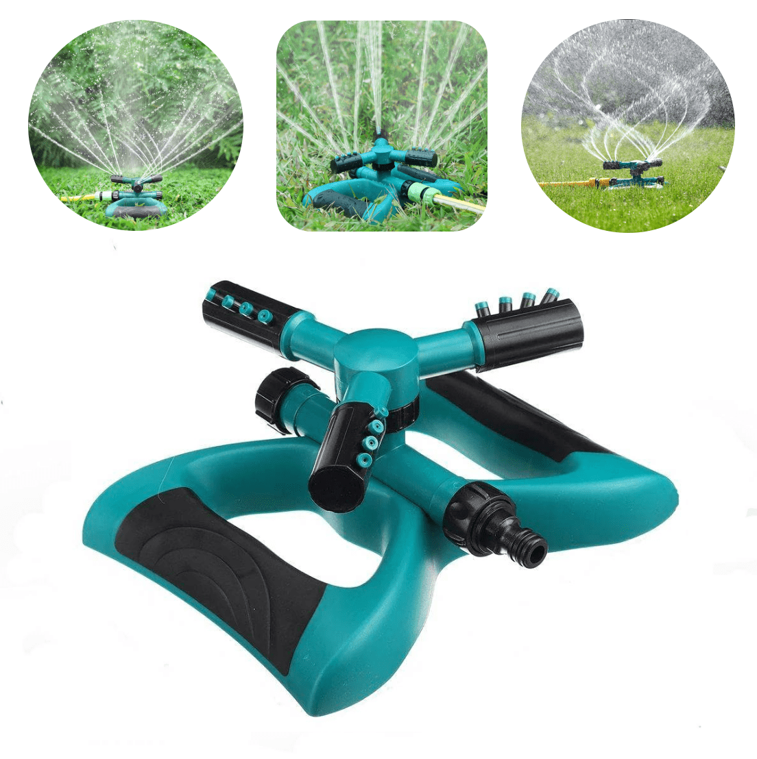 Teblint Garden Sprinklers, Water Sprinkler Automatic 360 Degree Rotating Irrigation System for Lawn Yard and Large Coverage Area Oscillating Hose (Green)