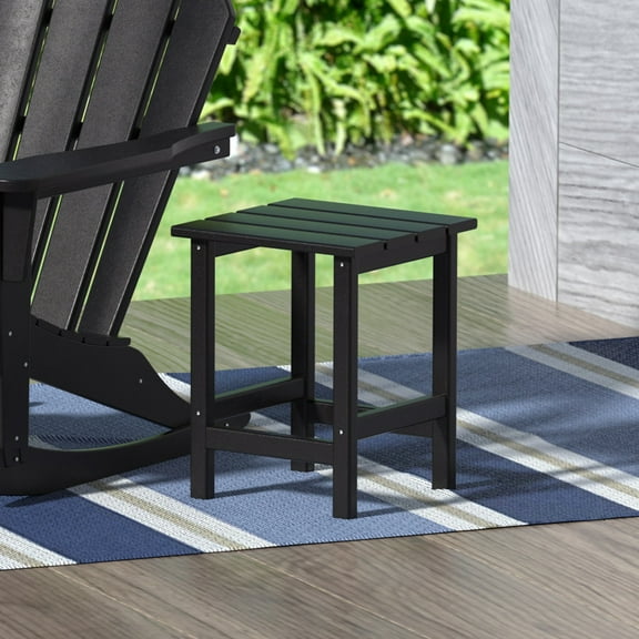 Garden Square Plastic Adirondack Outdoor Side Table, Black