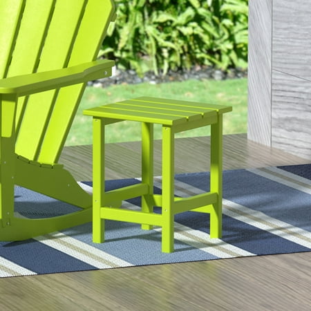 Garden Square Plastic Adirondack Outdoor Side Table, Lime
