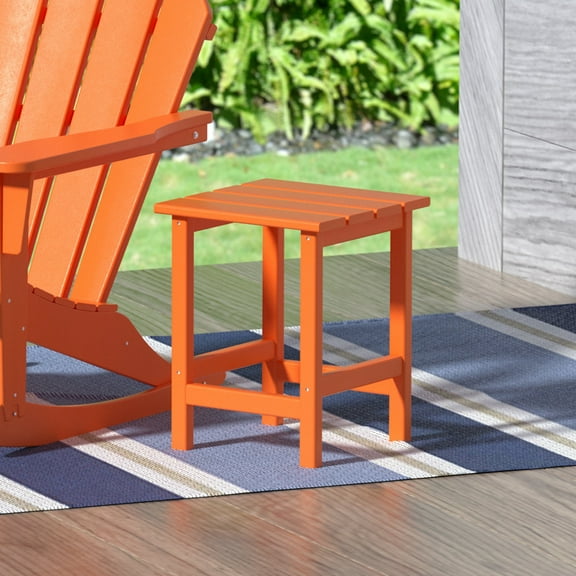 Garden Square Plastic Adirondack Outdoor Side Table, Orange