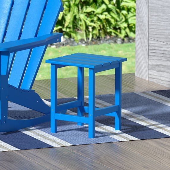 Garden Square Plastic Adirondack Outdoor Side Table, Pacific Blue