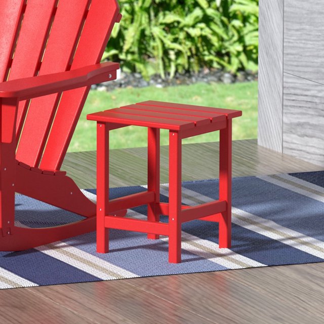 Garden Square Plastic Adirondack Outdoor Side Table, Red