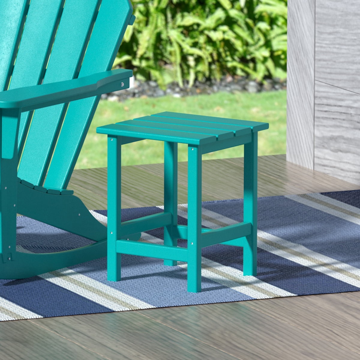 Garden Square Plastic Adirondack Outdoor Side Table, Turquoise