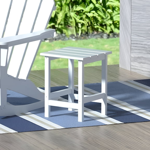 Garden Square Plastic Adirondack Outdoor Side Table, White
