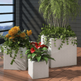 thumbnail image 1 of Outdoor Garden Square Rattan Planter Set 3 pcs - White, 1 of 2