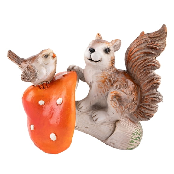 Garden Squirrels Bird On Mushroom Statues Resin Animal Figurines for Outdoor Lawn Garden Decors Table Centrepieces