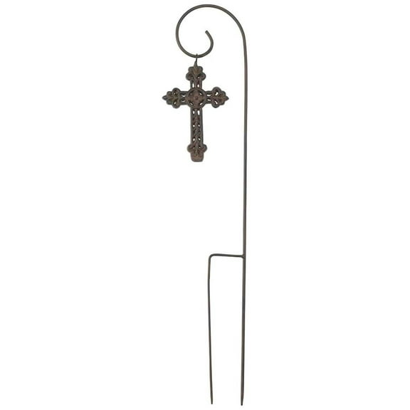 Garden Stake 27 Inch - Spiral Metal Garden Stakes with Removable Rust Cross - Outdoor Yard Dcor - Inspirational Religious Gifts - Decorative Lawn Ornament