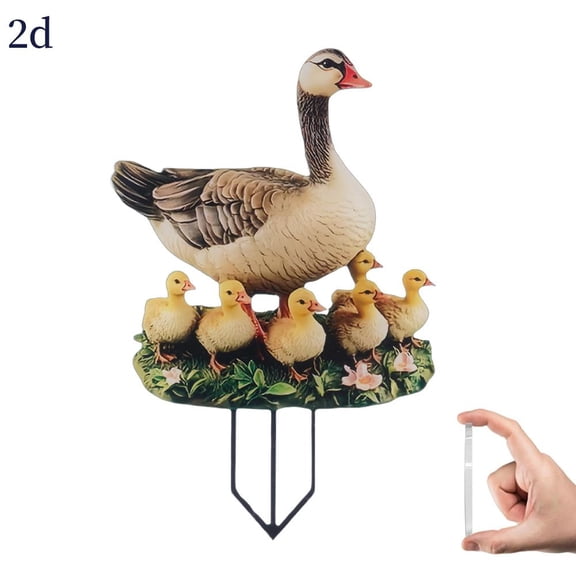 Garden Stake Decor, Acrylic 2D Flat Cute Bird Acrylic Garden Stake,Waterproof Cute Animal Statue Sculptures Ornament Indoor Outdoor Yard Lawn Pot Plant Decorative Accessories,Easy Installation