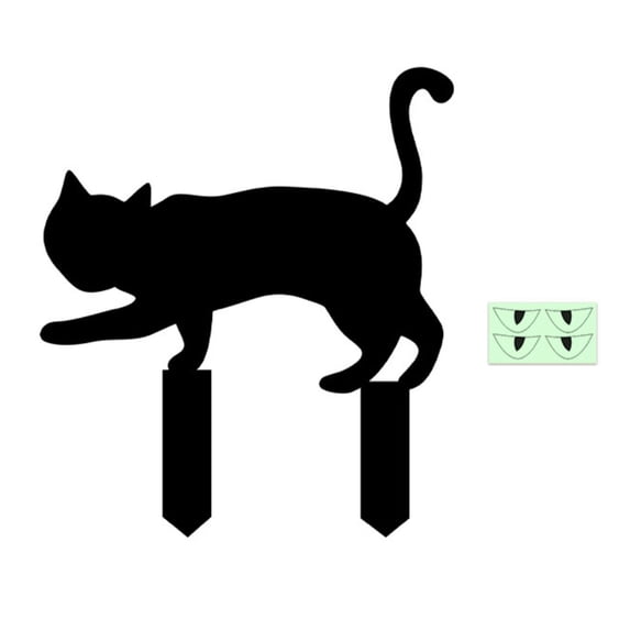 Garden Stake Decor Black Cat Silhouette 8 X 7 Inch Halloween Lawn Stake with Glow in The Dark Eyes for Outdoor Yard Lawn and Garden Halloween Decor