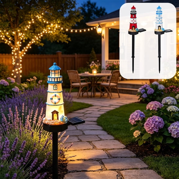 Garden Stake Light,Solar Nautical Tower Ornament Lamp,Weather Resistant Yard Decor for Pathway Lighting and Courtyard Landscape Layout(Blue)