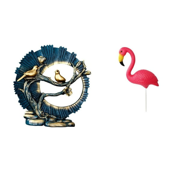 Garden Stake Statue Flamingo Figurine Knick Knack Compact Resin Craft for Bedroom Bookshelf Office Decor