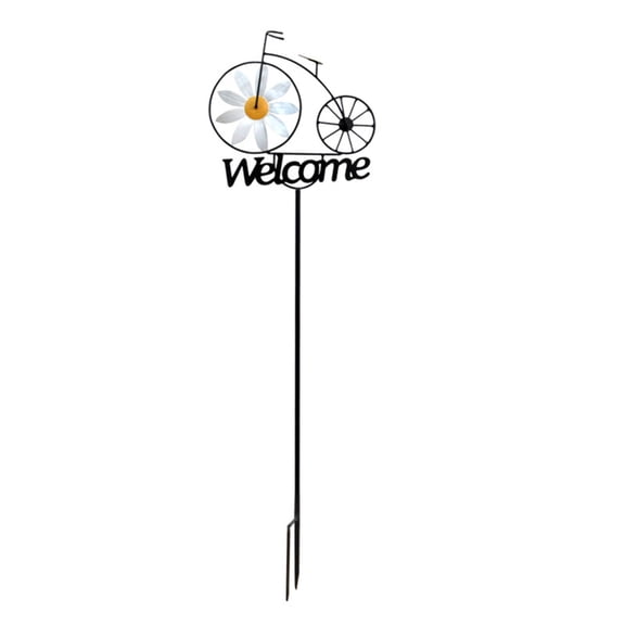 Garden Stake Welcome Windmills Bicycles Flower Wind Spinner Outdoor Wheels Yard Insert Decorative Iron Stakes