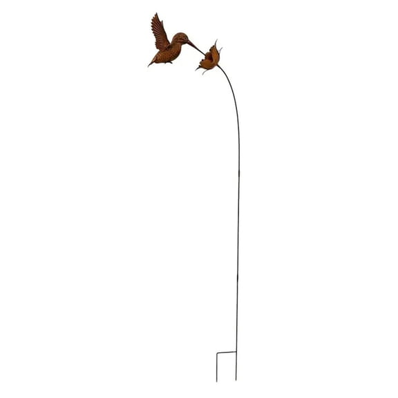 Garden Stake with Iron Hummingbird, Decorative Outdoor Accent for Yard and Patio