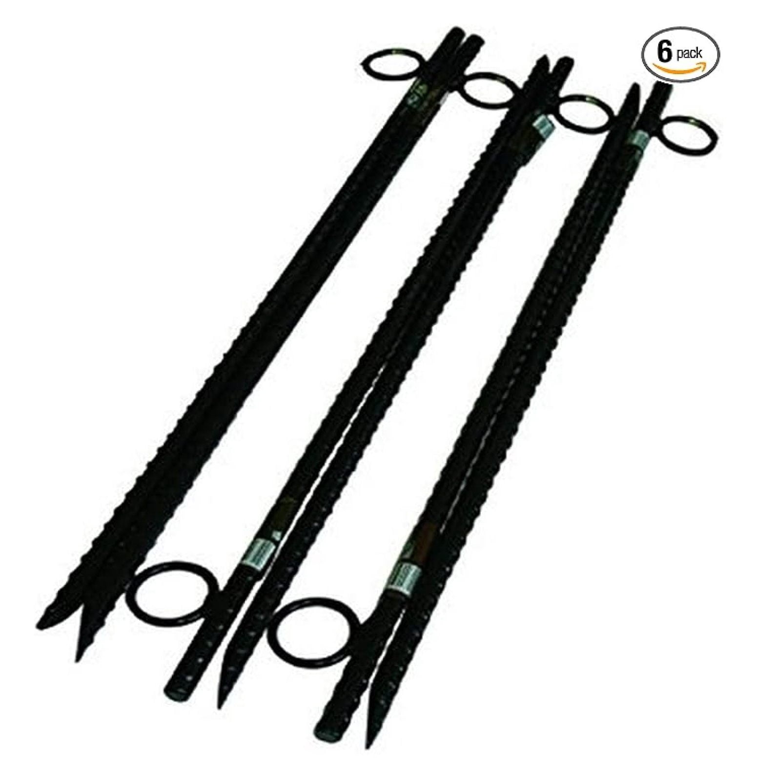 Garden Stakes 1/2" x 30", 6 Pack - Heavy Duty Steel Tent Stakes for Camping, Tarps, Plants & Yard Securing
