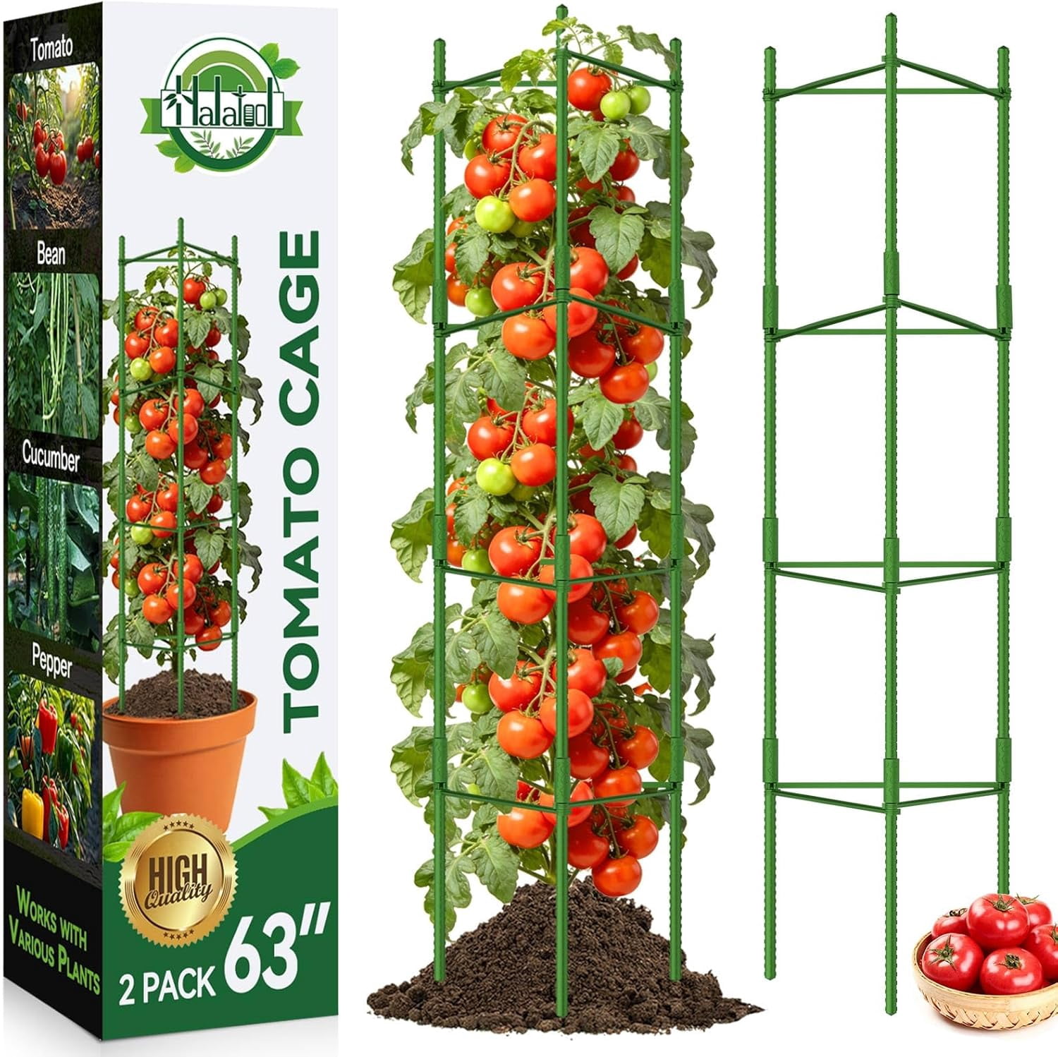 Garden Stakes Tomato Trellis for Pots – 8 Pack Tomato Cages for Garden, Up to 48in (4FT) Adjustable Tomato Cage, Tomato Plant Support for Raised Garden Bed & Climbing Vegetables Flowers