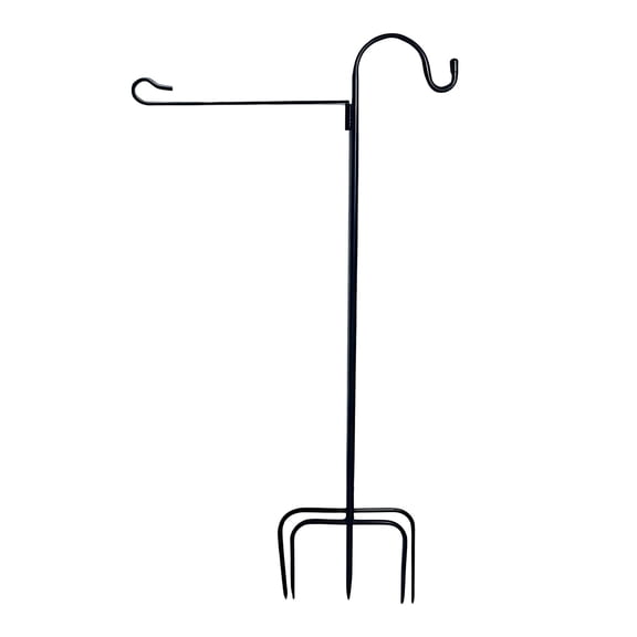 Garden Stand And Hook With Tiger Clip And Stoppers For Bird Feeder Flag Banner Planter Hanging Seasonal Black