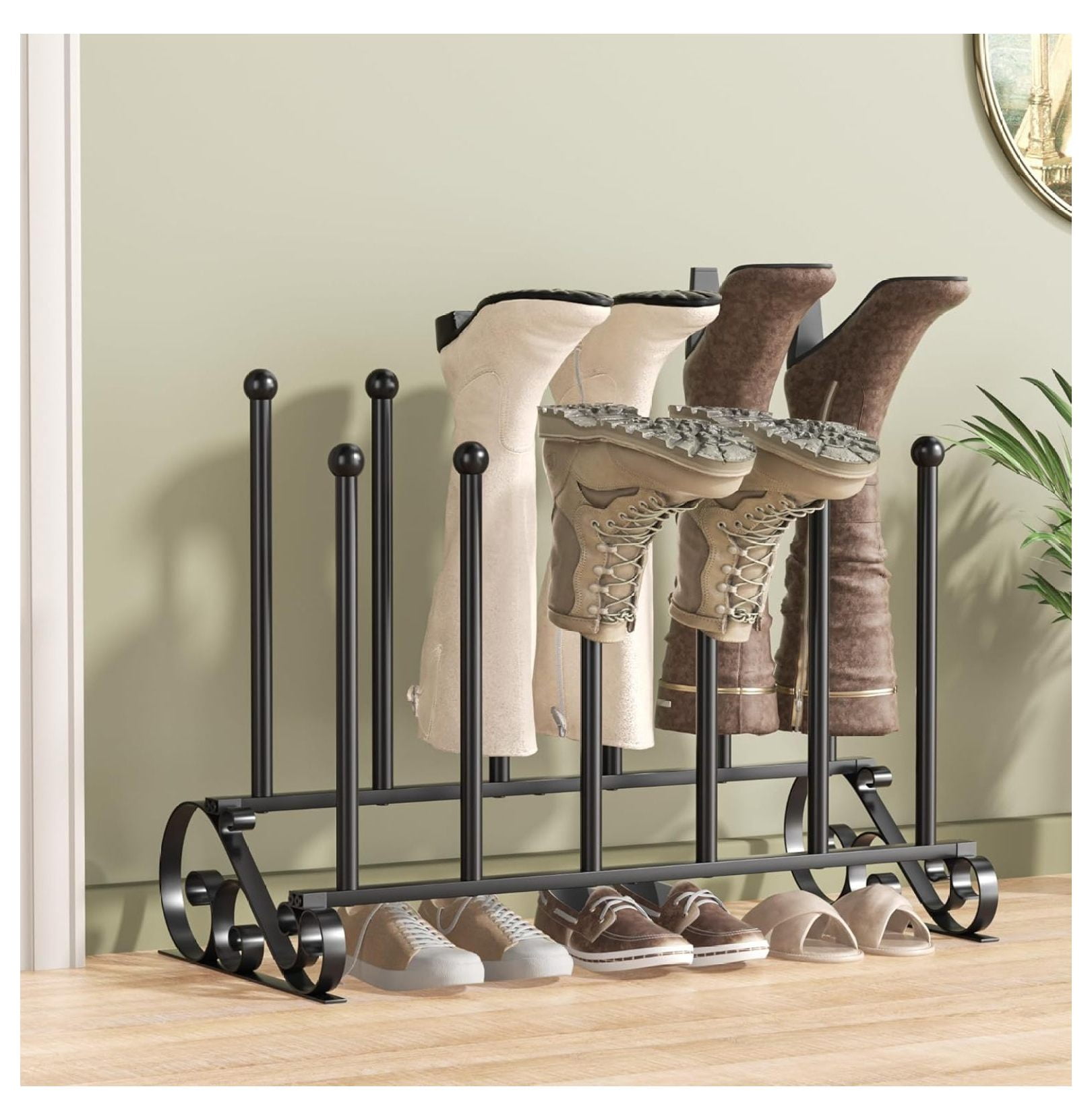 Garden Standing Shoe Racks - Black Metal Shoe Organizer for Boots ...