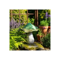 Garden Statuary Polyresin Mushroom Design Indoor Outdoor Decorative Accent - 16" Green