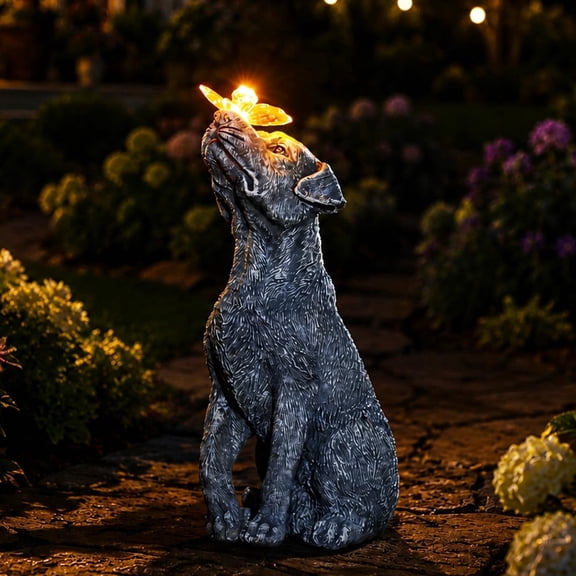 Garden Statue Dog Figurine Decor Outdoor Decoration with Butterfly for Yard Lawn Home Outside : Mothers Day Memorial Gifts Women Mom Grandma