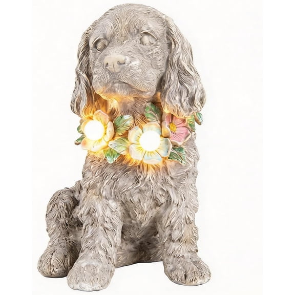 Garden Statue Dog Memorial Gifts - Yard Art Decoration with Solar LED Lights Waterproof Resin Garden Figurine Decor for Outdoor Patio Yard Lawn Ornament