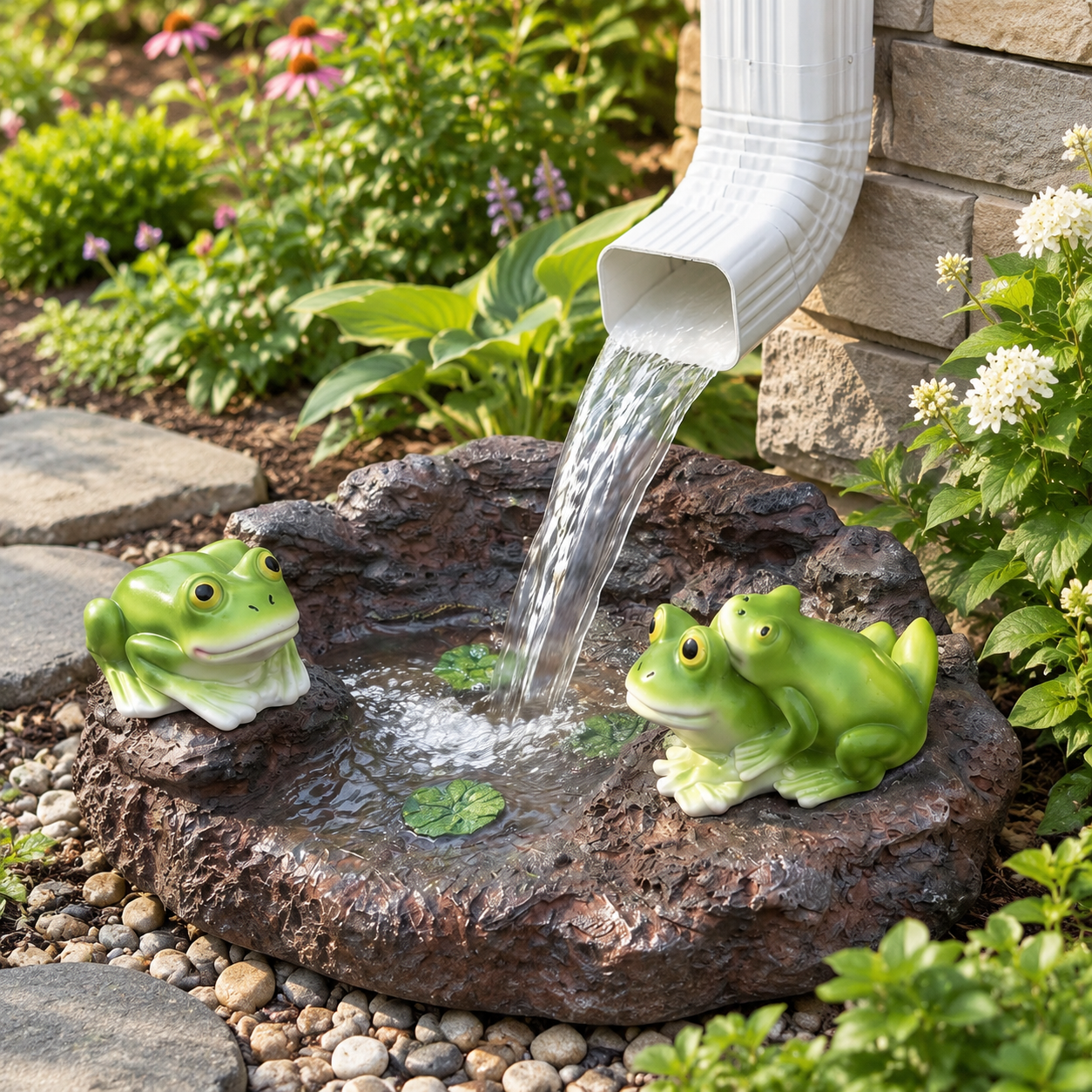 Large Toad Statue Garden Statue Larger Frog Splash Block (Mound) Outdoor Downspout ...