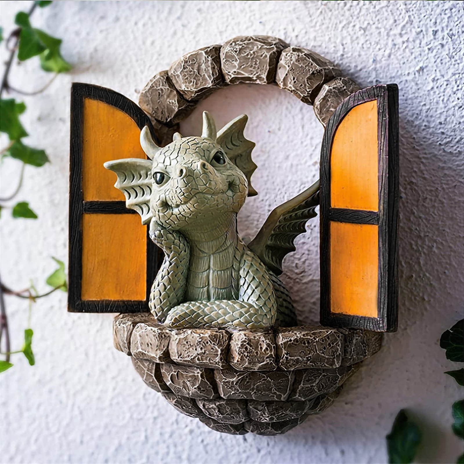 Garden Statue Outdoor Decor Garden Dinosaur Eating Figurine Yard Art