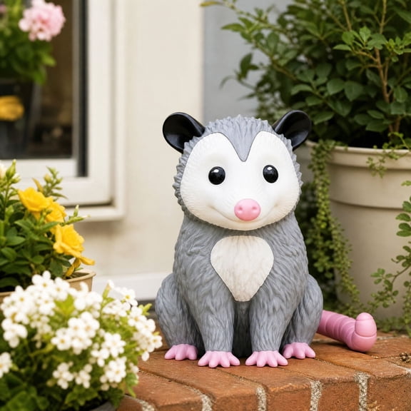 Garden Statue Outdoor Decorations Possum, Possum Christmas Tree Ornament, Dress-Up Opossum Porch Statue, Seasonal Porch Companion For Indoor & Outdoor Display Patio Lawn Yard Porch Garden