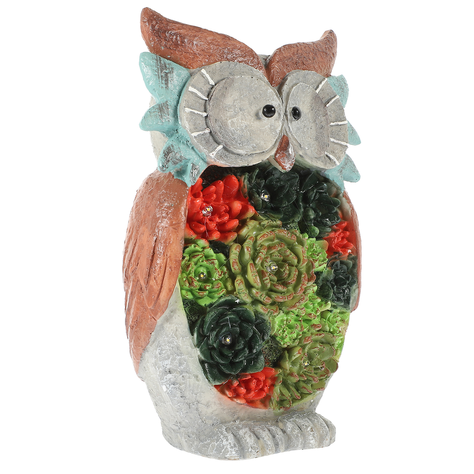 Garden Statue Owl Figurine Solar Powered Outdoor Lights LED Sculpture