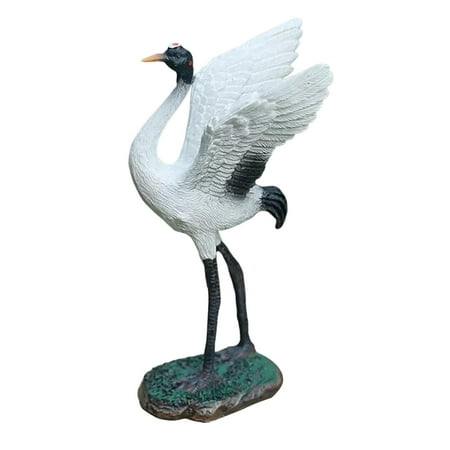 Garden Statue Sculptures Crane Decoy for Fairy Garden Tabletop Swimming Pool 18cm