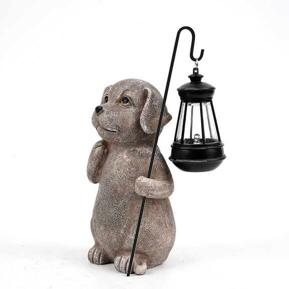 Garden Statue Solar Cat Figurine with Lantern, 10" Resin Kitten Outdoor Lawn Porch Yard Art, Lighted Christmas Birthday Gifts for Mom Grandma