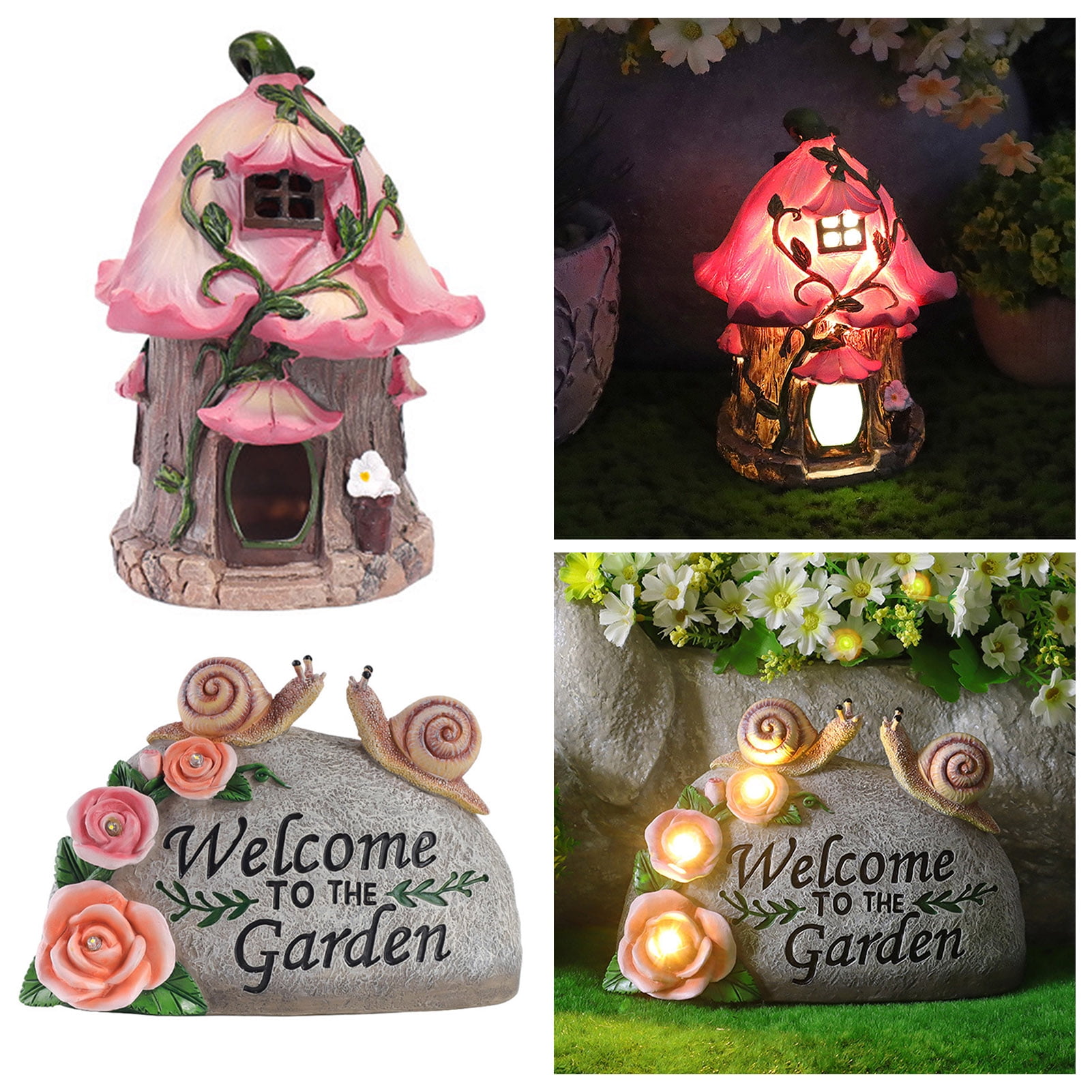 Garden Statue Solar Light Resin Outdoor Snail Figurine Eco