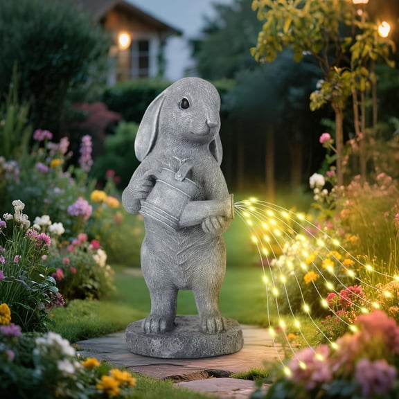 Garden Statue Water-sprinking Rabbit Resin Outdoor Decor