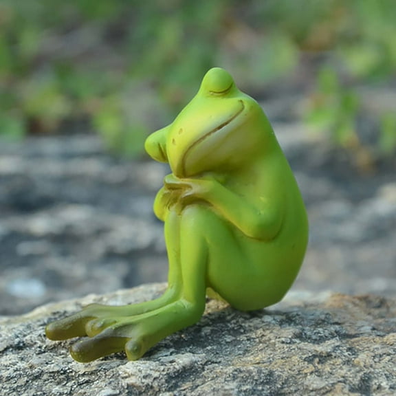 Garden Statues Clearance, Miniature Outdoor Frog Ornament, Small Frog Garden Decor for Outside and Inside