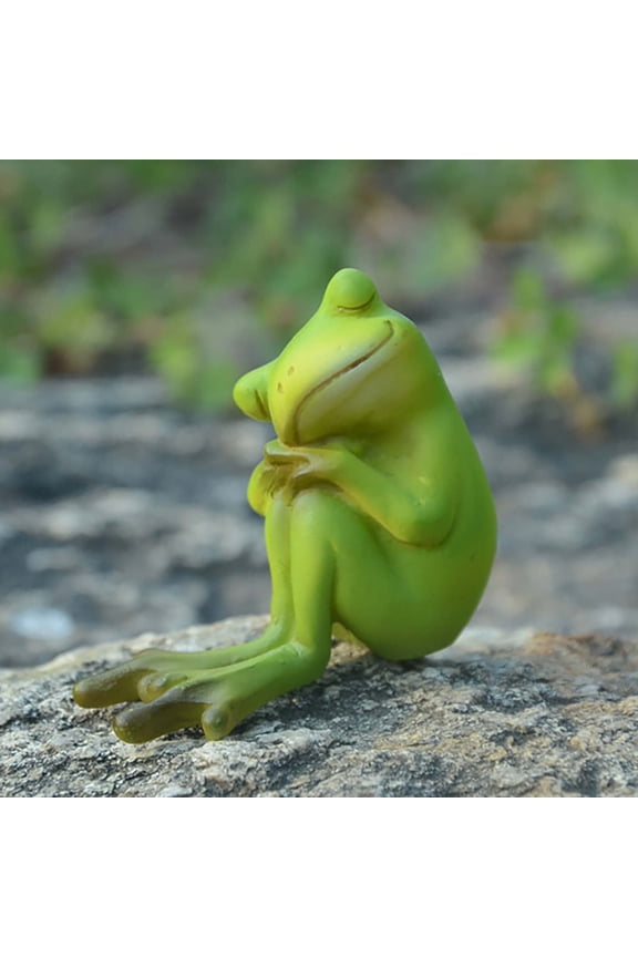 Garden Statues Clearance, Miniature Outdoor Frog Ornament, Small Frog Garden Decor for Outside and Inside
