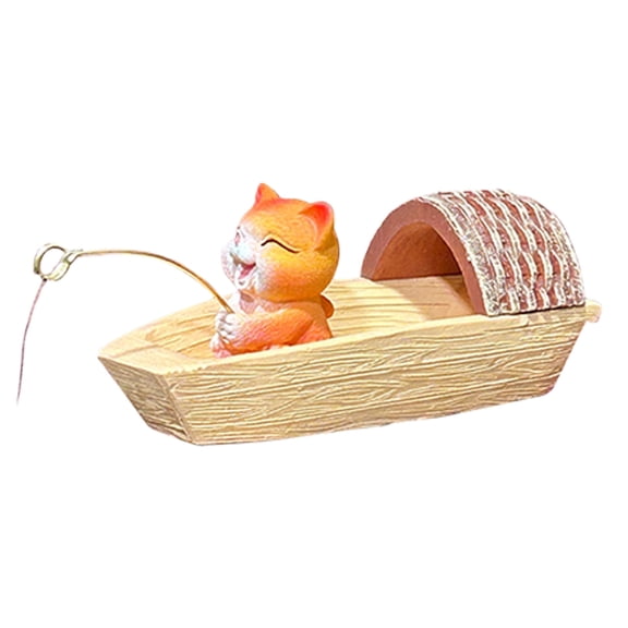 Garden Statues Fairys Garden Accessories Table Centrepieces Fishing Cats Figurines Sculptures Miniature Landscape Decors
