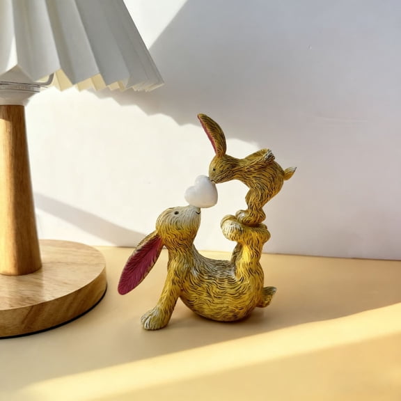 Garden Statues Kissing Bunny Sulpture - Easter Garden Décor Rabbit Statue,Resin Funny Bunny Figurines for Outdoor Patio Lawn Yard Art Decoration