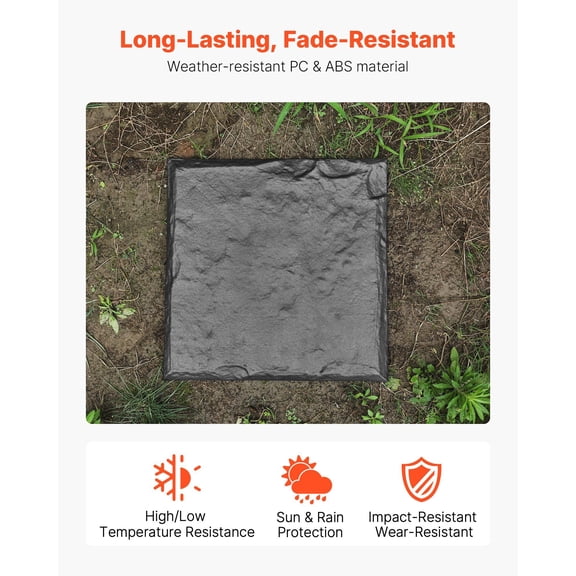 Garden Stepping Stones,4Pcs 15.5x15.5 in,Decorative Stepping Stones with Stakes,Weather-Resistant Plastic Pathway Pavers,Smooth Surface,Outdoor Walkway for Lawn Patio Landscape,Grey