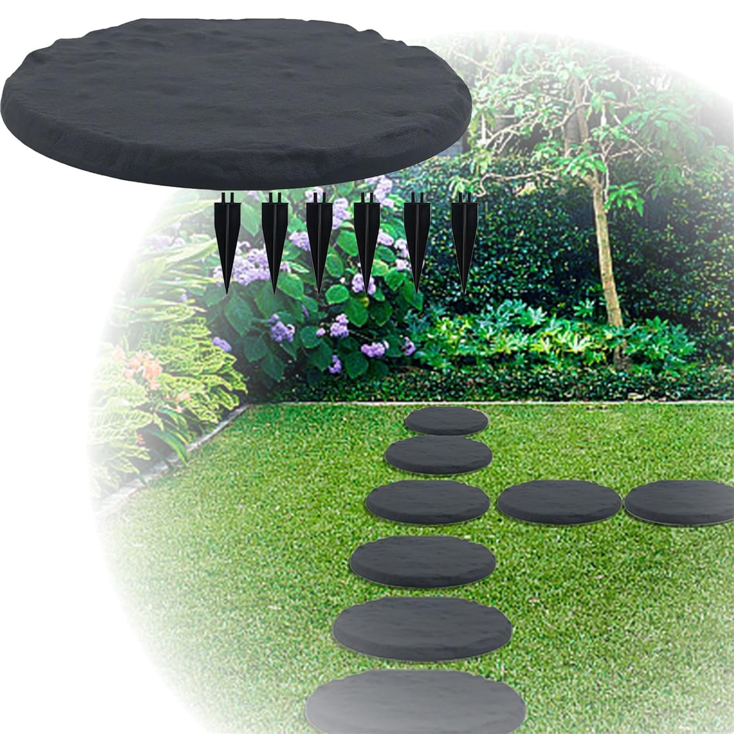 Garden Stepping Stones with Ground Nails, Durable Plastic Pavers for ...