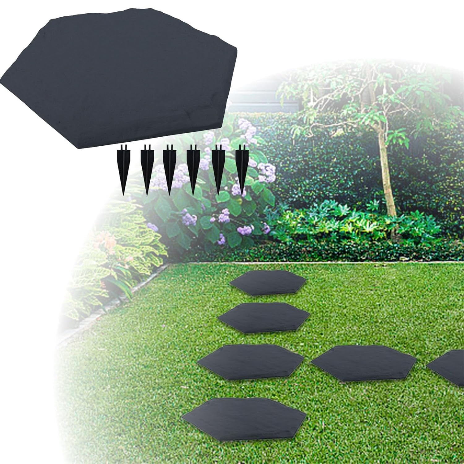 Garden Stepping Stones with Ground Nails, Durable Plastic Pavers for ...