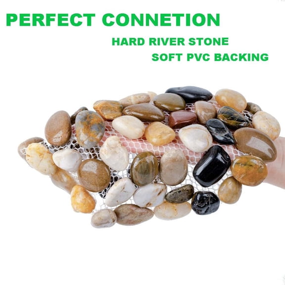 Garden Stepping Stones Outdoor Round River Stone Decorative Nature River Rocks for Landscaping Outside Walkway Patio Yard Garden Pathway (9in 6pcs Pack)