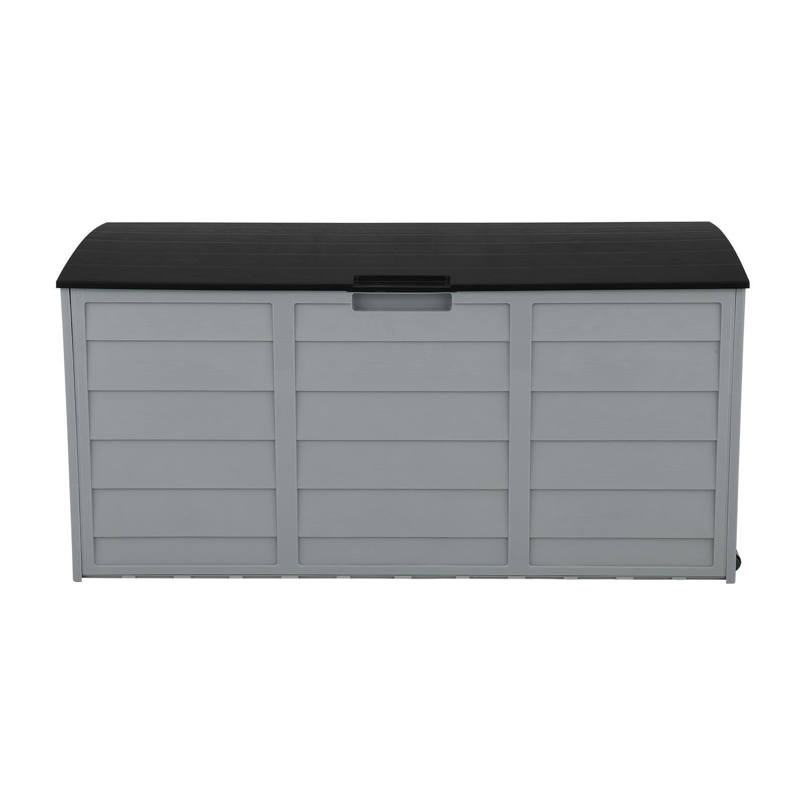 Garden Storage Box 75 gal Black Outdoor Tool Case Cushion Organizer