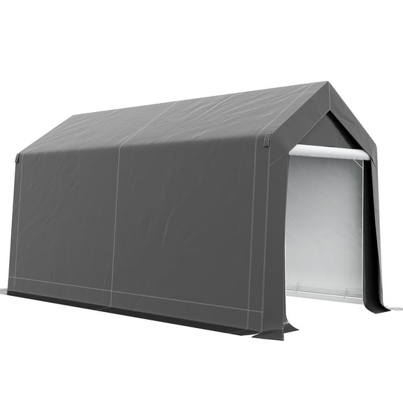 Garden Storage Tent Shed Shelter - 7' X 12', Heavy Duty Waterproof With Ventilation Window And Large Door For Bike, Motorcycle, Tools, Gray Portable