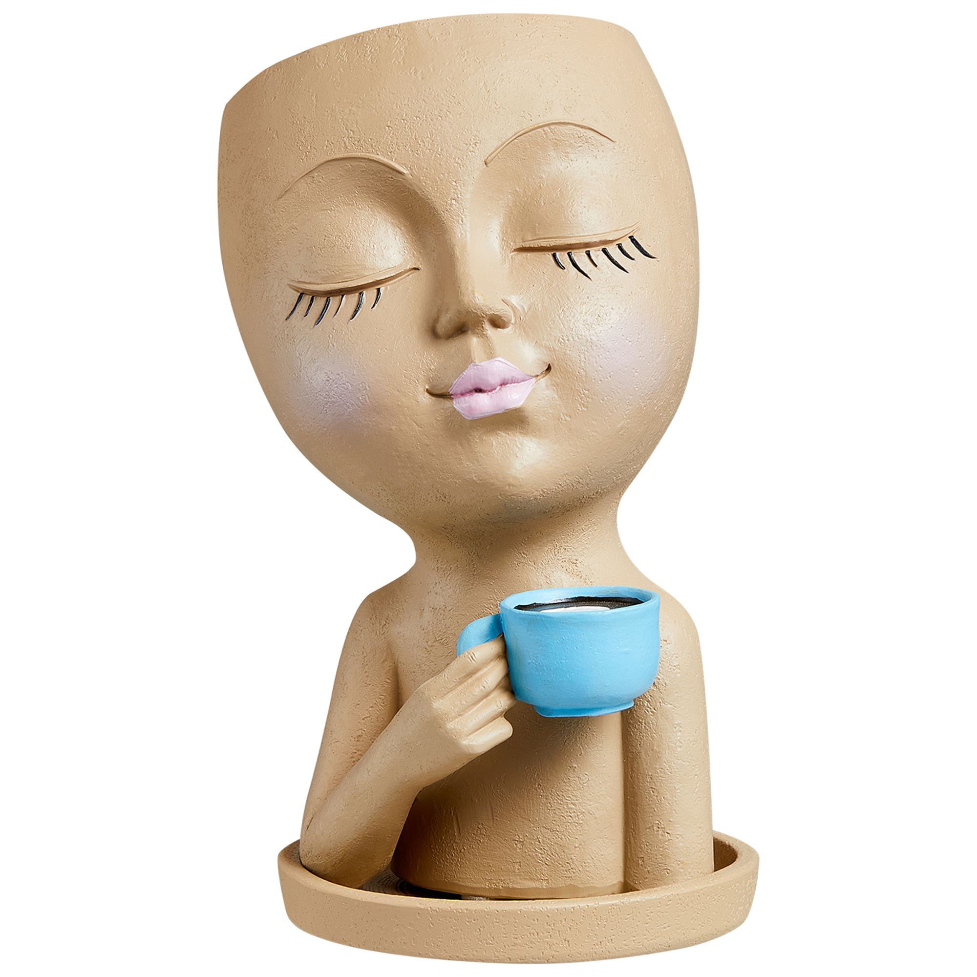 Garden Succulent Plants Resin Flowerpot Coffee Girls Sculpture Vase