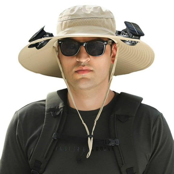Garden Sun Hat with Solar Fan USB/Solar Charging For Mens UV& Protection- V0A8