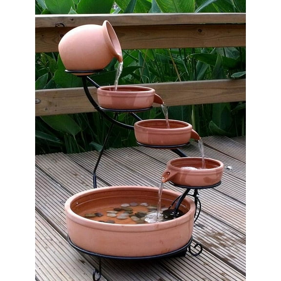 Garden Sundance Terracotta Solar Water Fountain Cascade