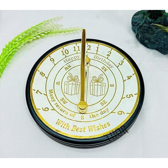 Garden Sundial Compass Happy Birthday Sundial Compass Gift Idea Makes a Great Gift for him, her or for Home Decor and Office