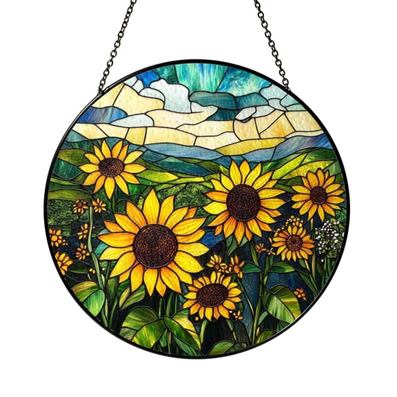 Garden Sunflower Faux Stained Glass Acrylic Window Decor2001