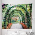 thumbnail image 1 of Garden Tapestry, Flower Arches Pathway in Ornamental Plants Greenery Romantic Picture, Fabric Wall Hanging Decor for Bedroom Living Room Dorm, 5 Sizes, Green Red, by Ambesonne, 1 of 1