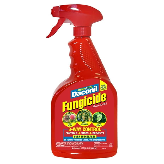 Garden Tech Daconil Fungicide 3-Way Control, Ready-to-Use Spray, 32 oz, 1 Spray Bottle