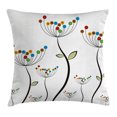 thumbnail image 1 of Garden Throw Pillow Cushion Cover, Colorful Dandelions Stems Buds Leaves Bedding Plants Wildlife Meadow Cottage Theme, Decorative Square Accent Pillow Case, 20 X 20 Inches, Multicolor, by Ambesonne, 1 of 2